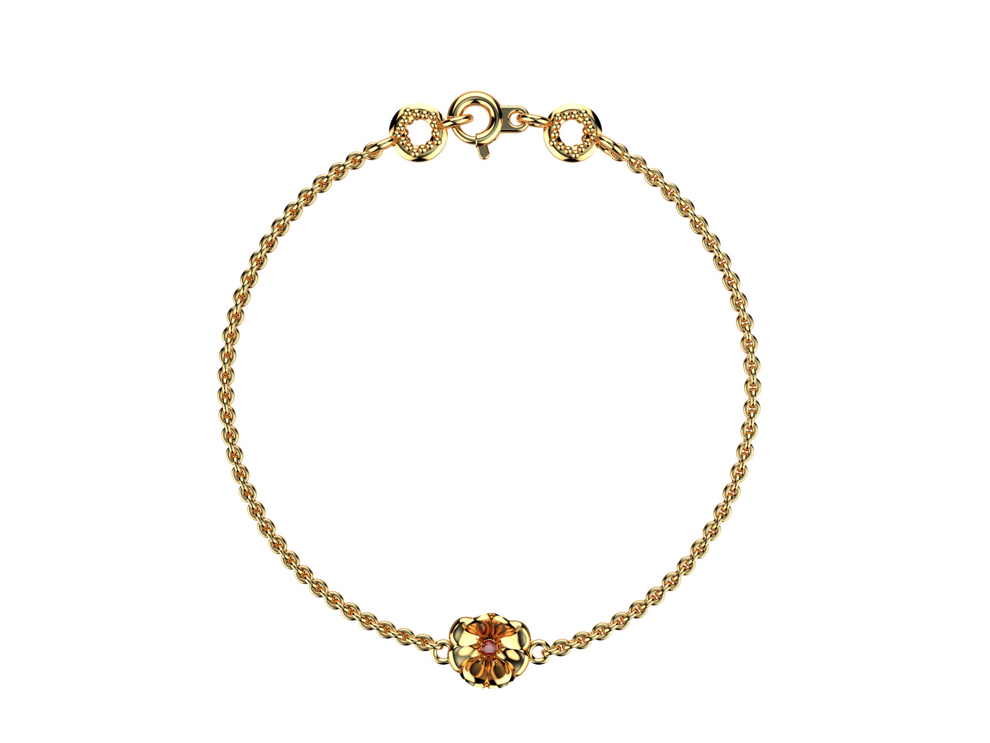 Flower bracelet, 18K rose gold, rubby.