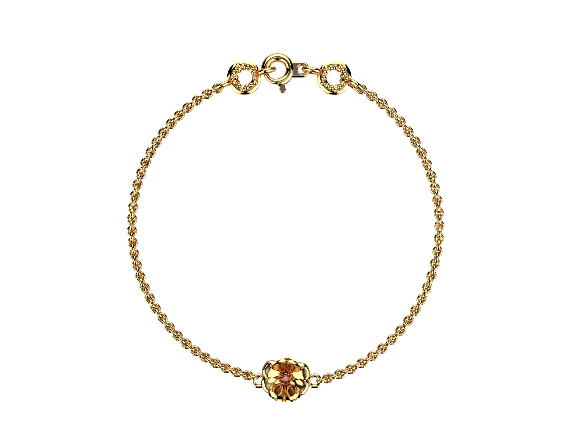 Flower bracelet, 18K rose gold, rubby.