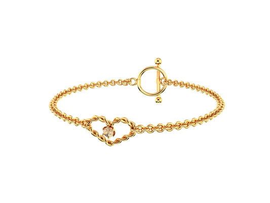 MatiJaro Heart bracelet, 18K rose gold, set with a brilliant-cut diamond totaling 0.1 carat. Thickness: 2.8 mm. Diameter of the pattern: 9.00 mm.