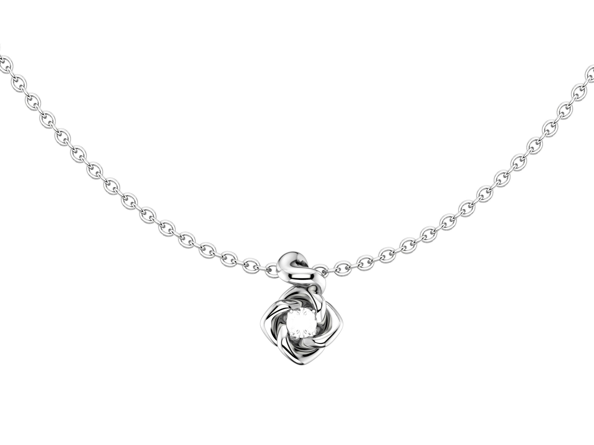 Gemmes De La Divinite necklace, white gold, set with diamond. Width: 11 mm. Adjustable chain length: 390 to 420 mm. 