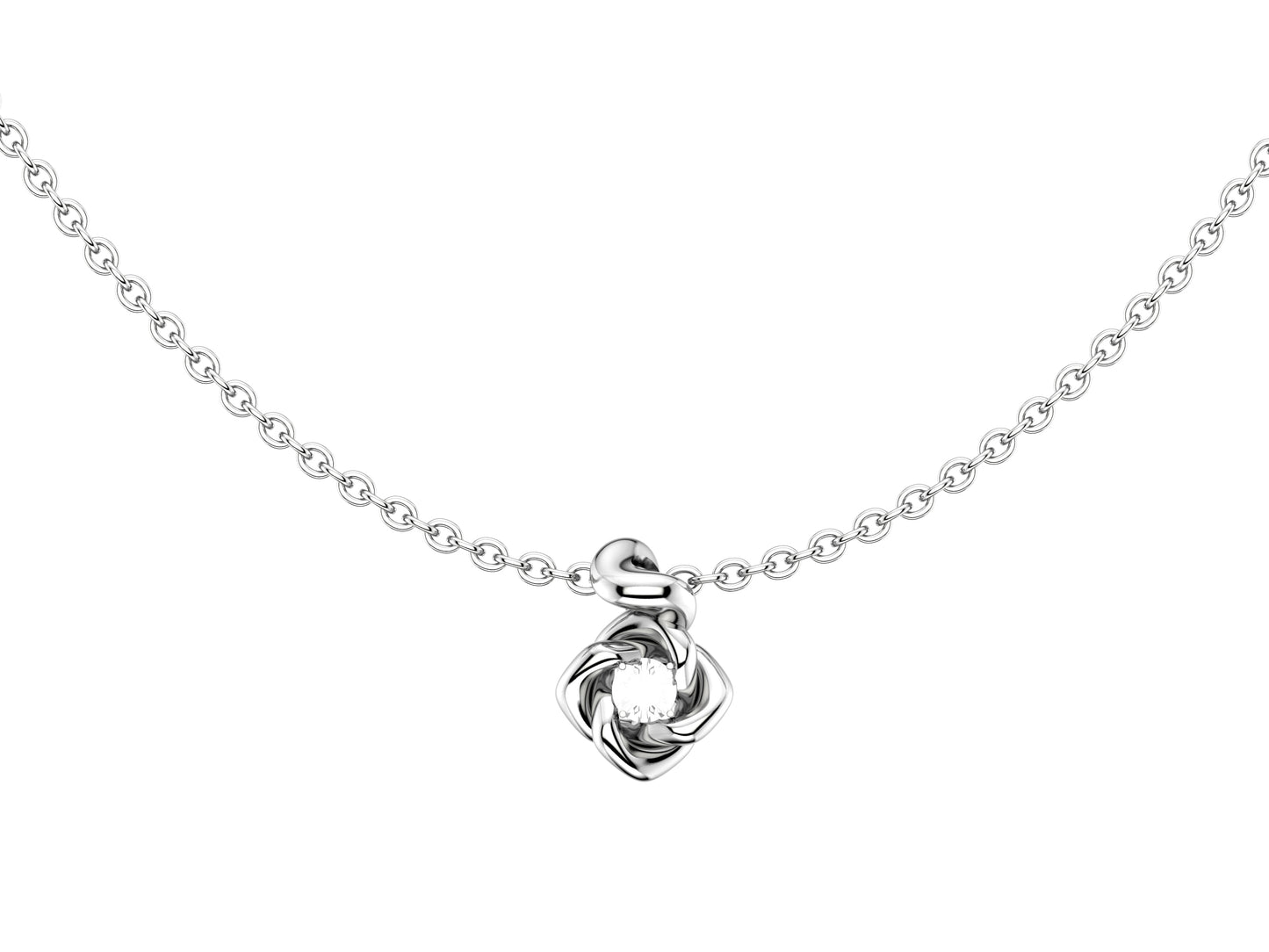 Gemmes De La Divinite necklace, 18K  white gold, set with a white diamond. Width: 11 mm. Adjustable chain length: 390 to 420mm. 
