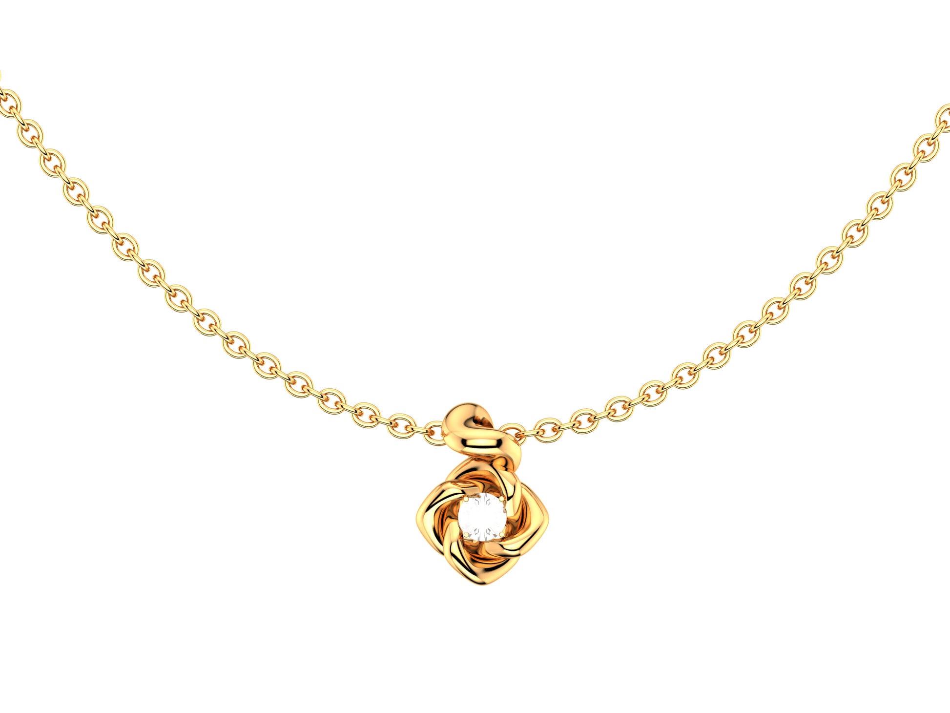 Gemmes De La Divinite necklace, rose gold, set with a diamond. Width: 11 mm. Adjustable chain length: 390 to 420 mm. 