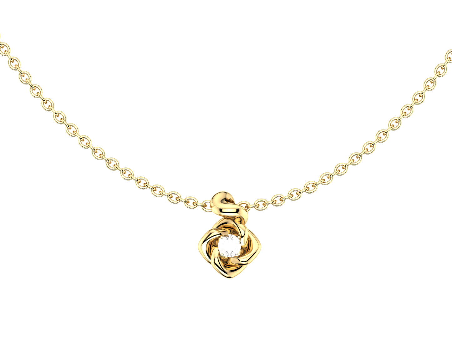 Gemme's De La Divinite necklace, 18K yellow gold, set with a brilliant-cut diamond totaling 0.1 carat. Width: 11 mm. Adjustable chain length: 390 to 420mm. 