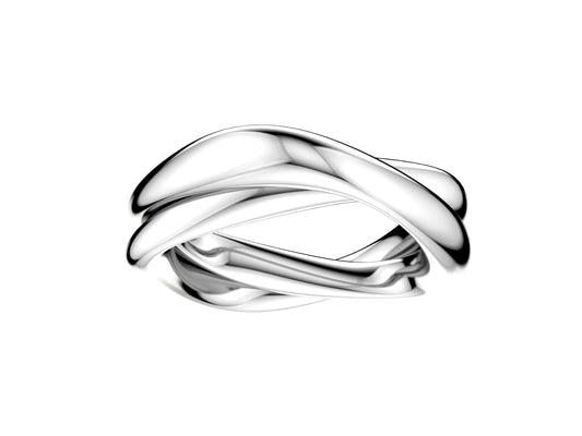 Hit New Style WM ring, 18K white gold. Width of the pattern: 6.0 mm.