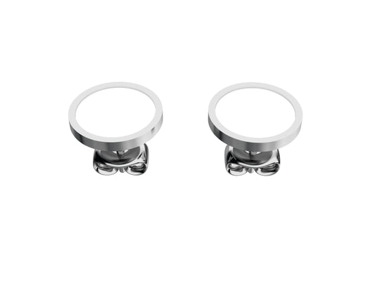 Hit New Style earrings, 18K white gold, enamel. Inner diameter 14 mm.