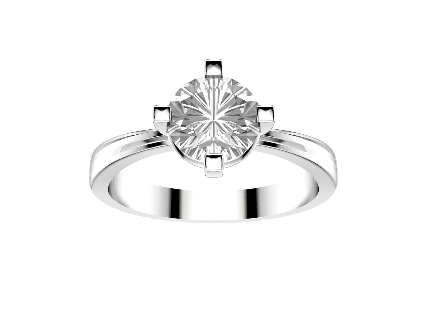 Forever engagement ring, 18K white gold, set with a brilliant-cut diamond available in 1.0 to 1.1 carats. 