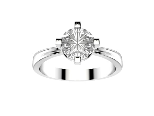 Forever engagement ring, 18K white gold, set with a brilliant-cut diamond available in 1.0 to 1.1 carats. 