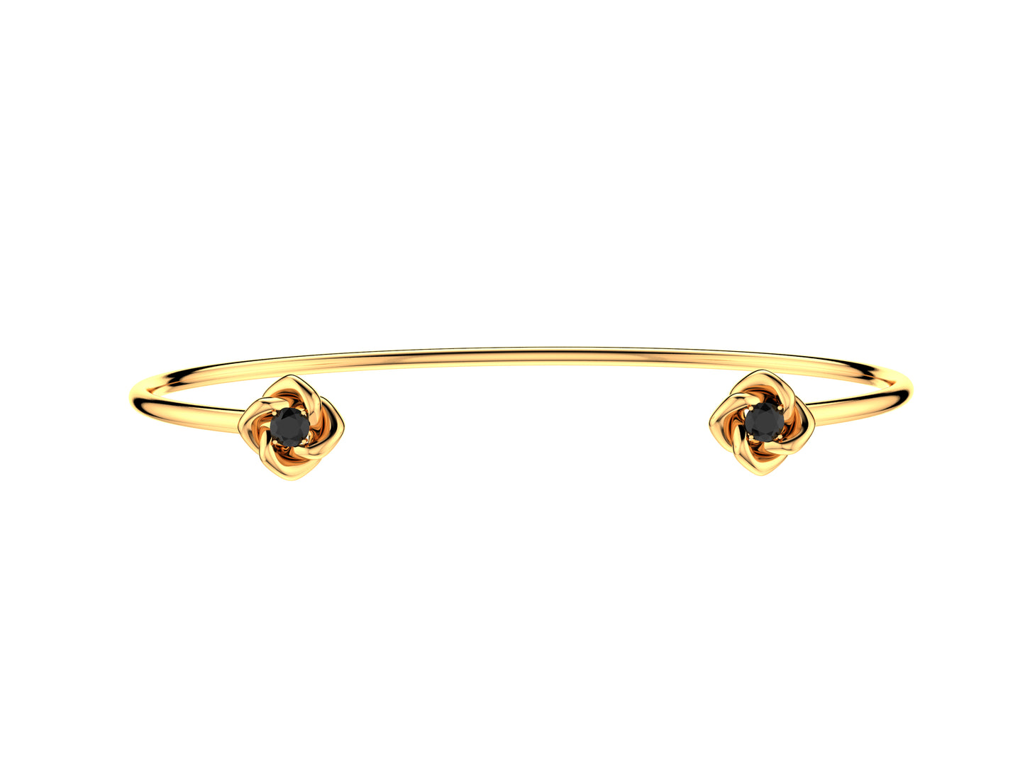 Gemmes De La Divinite bracelet, rose gold, set with black spinel. Width: 2 mm. 8,3 mm.