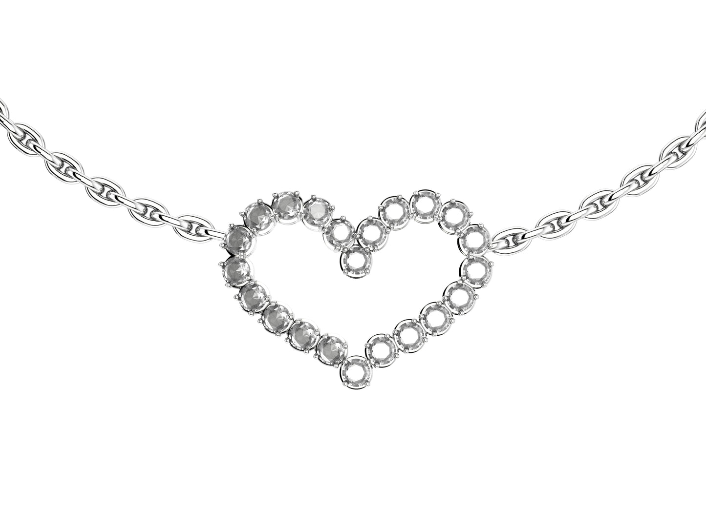 MatiJaro Heart bracelet, set with set with 23 brilliant-cut diamonds totaling 0.2804 carat. Thickness: 1.78 mm.