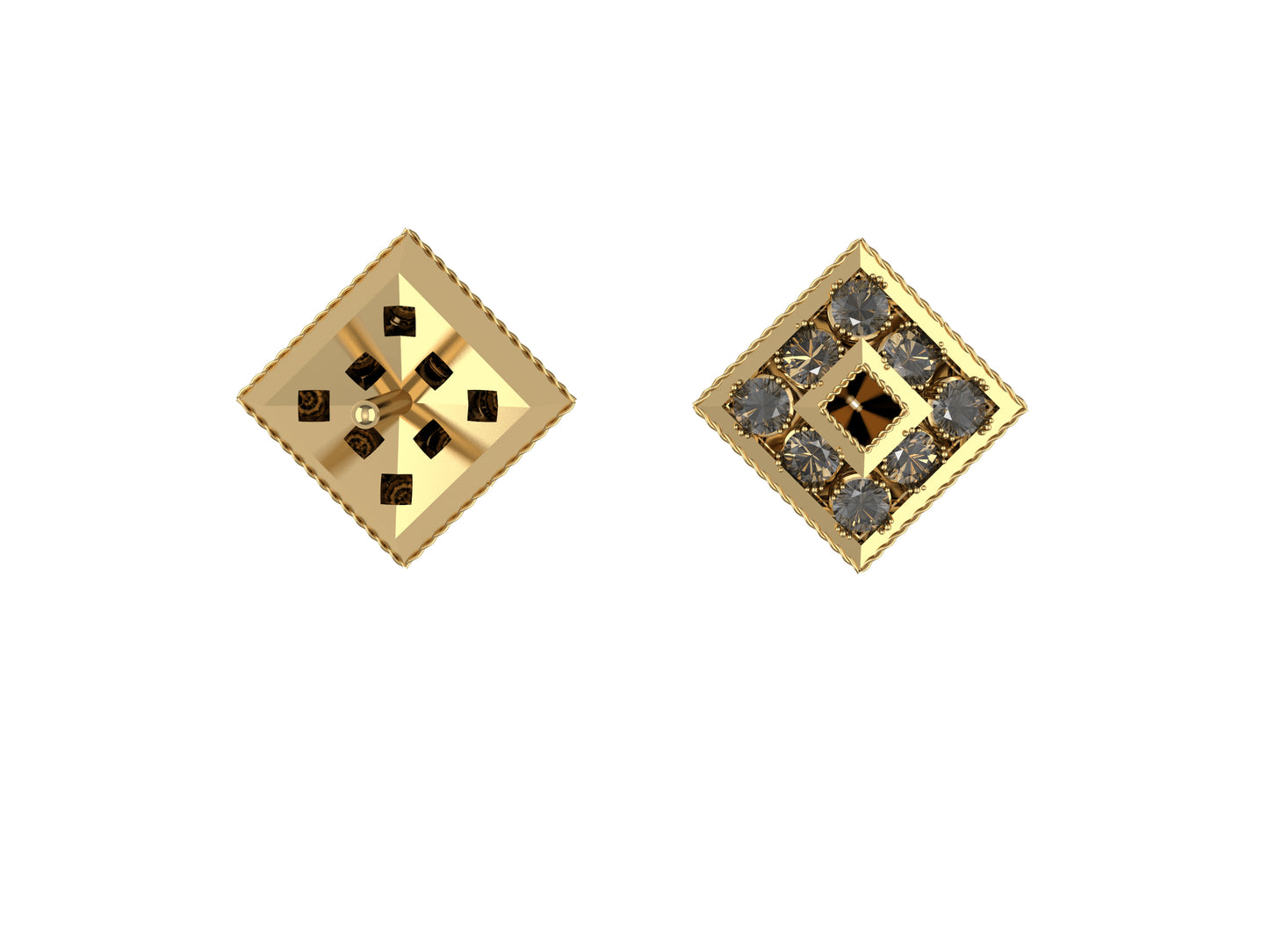 MatiJaro MJ earrings, 18K yellow gold, each set with 16 brilliant-cut diamonds totaling 0.418 carat.