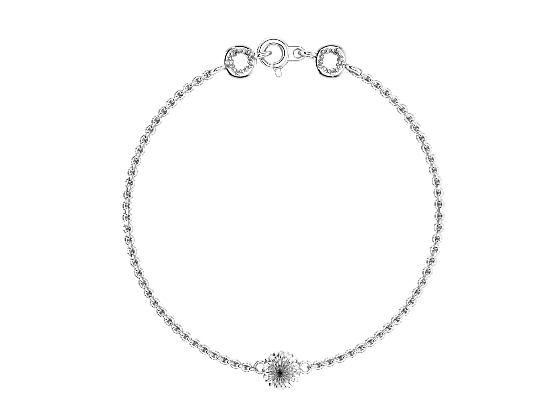 Flower bracelet, 18K  white gold.