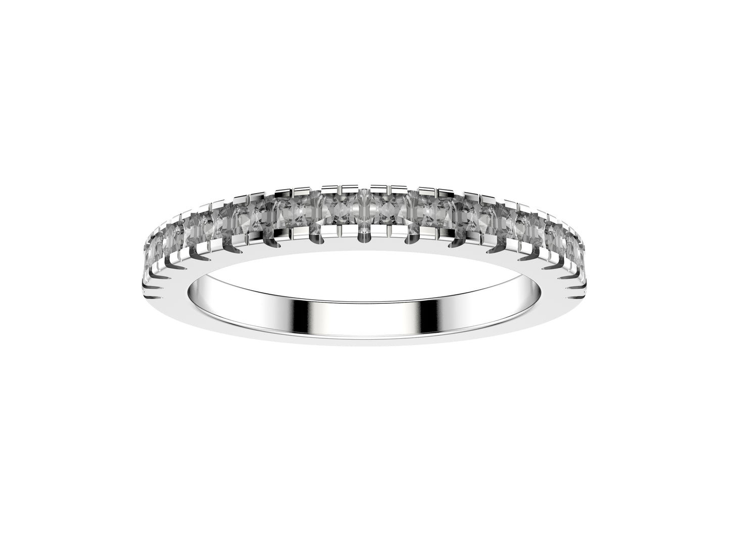 Rainbow wedding band, width 2.0 mm, platinum 950‰, set with 17 brilliant-cut diamonds totaling 0.23 carats. 