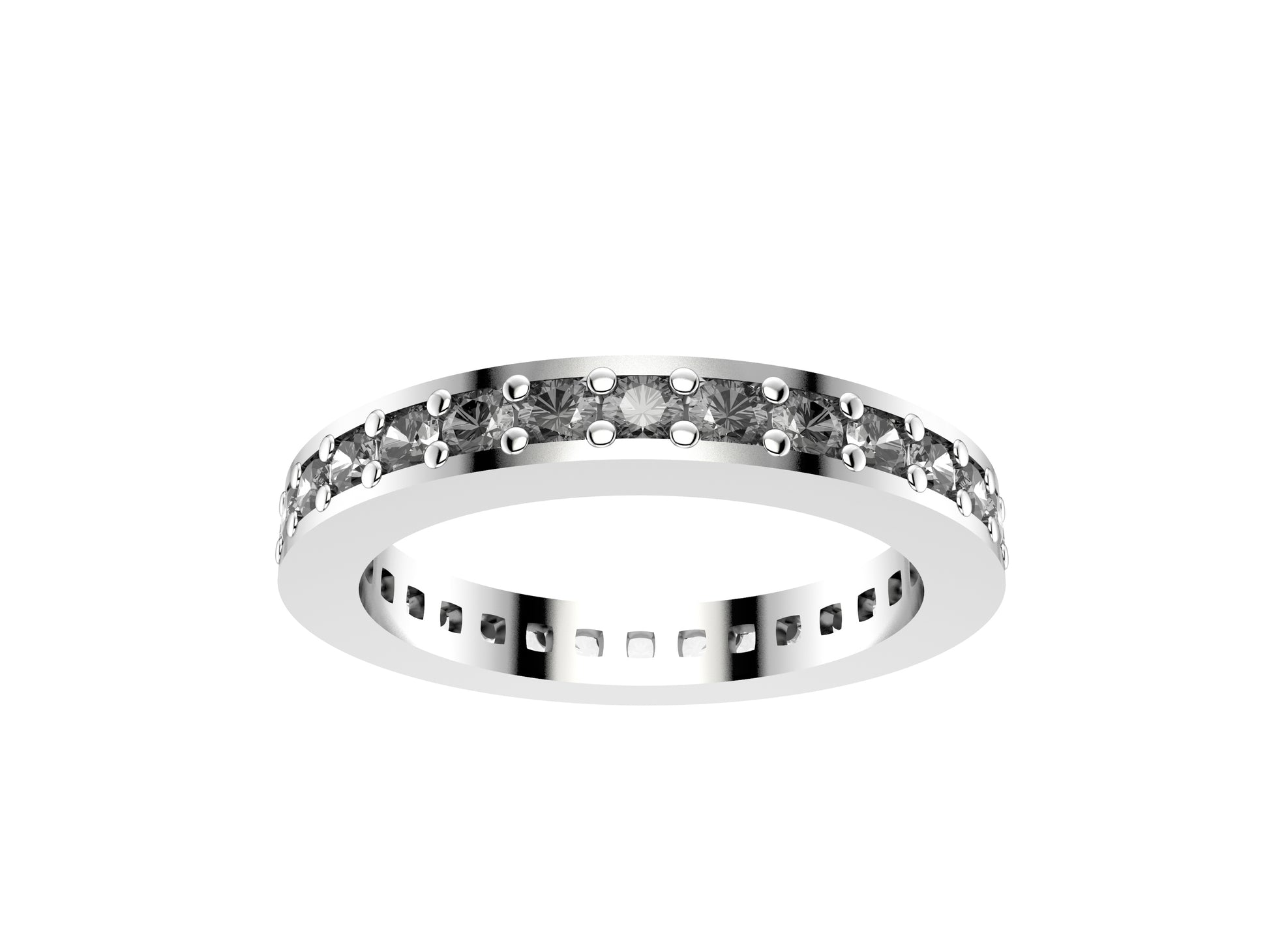 Forever wedding band, width 3.1 mm, platinum 950‰, set with 30 brilliant-cut diamonds totaling 1.1 carat.