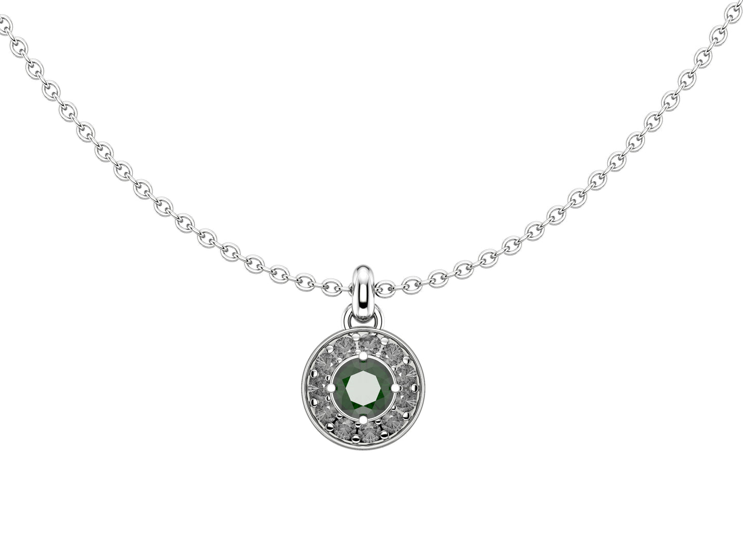 Gemmes De La Divinite necklace, 18K white gold, set with a green perodit and set with brilliant-cut pavé diamonds.