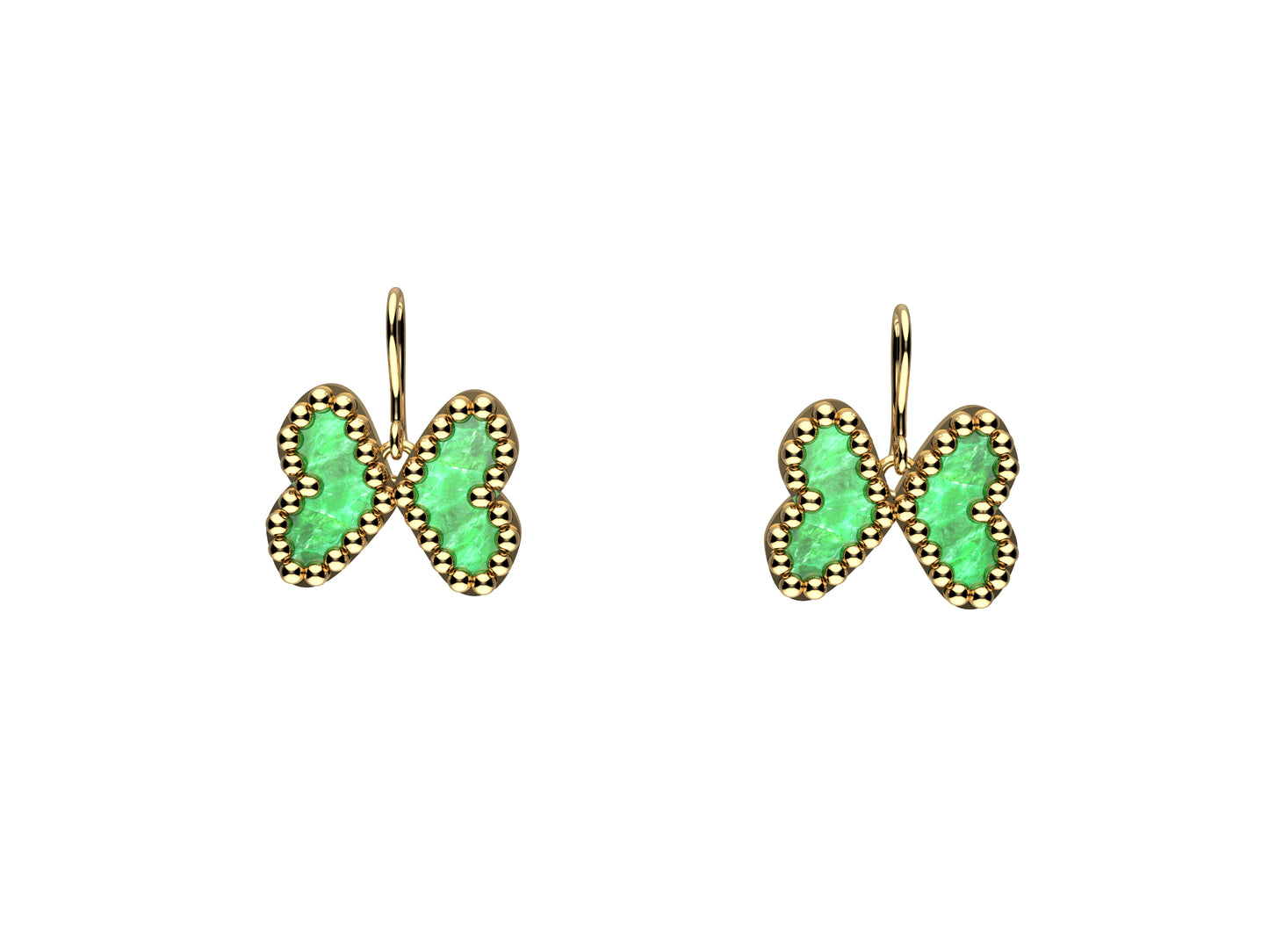 Flores de MatiJaro, 18K yellow gold, malachite. Diameter of motif: 20 mm x 16 mm. 