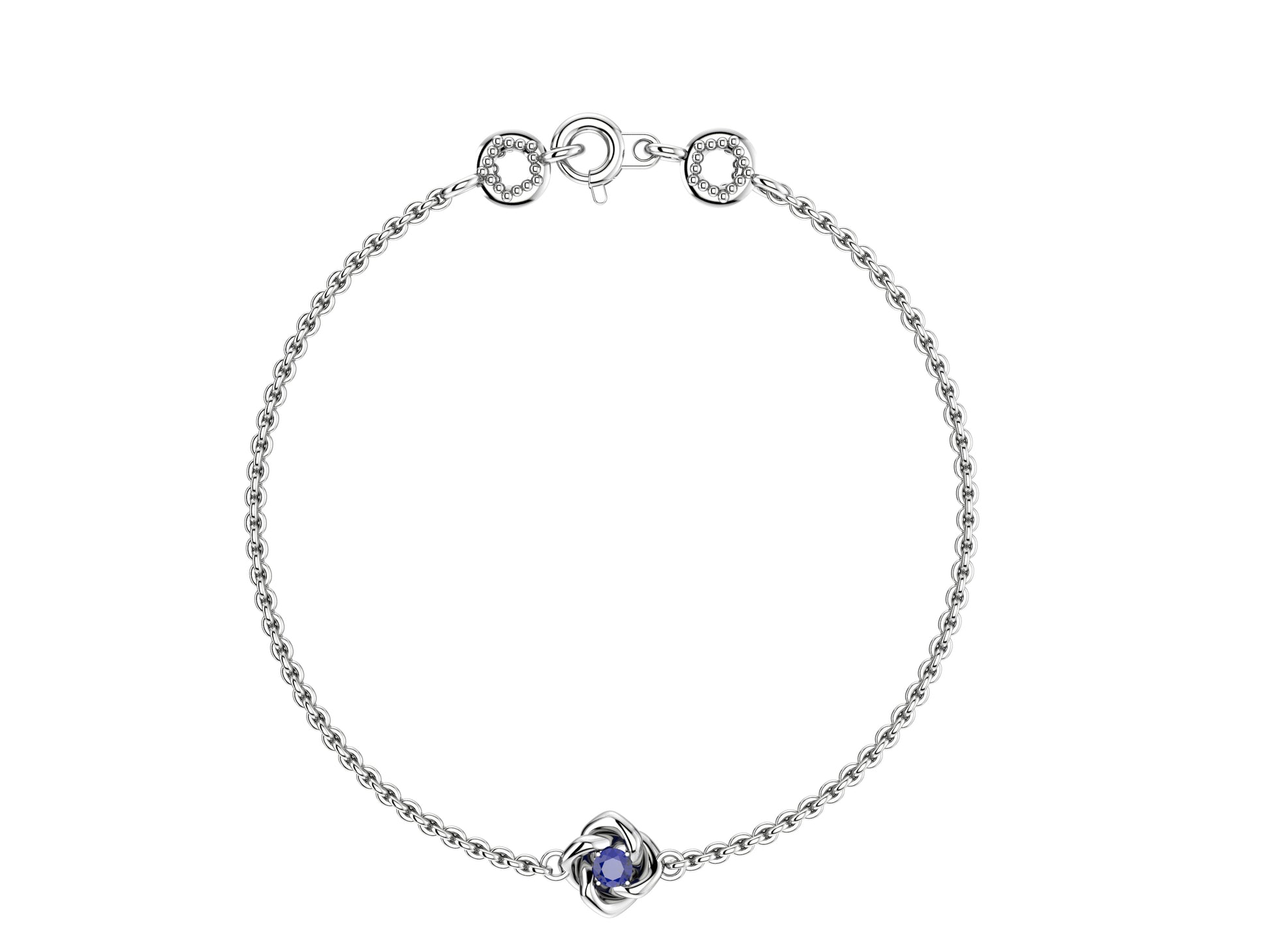 Gemmes De La Divinite bracelet, sterling silver, set with a brilliant-cut rose sapphire. Thickness: 1.8 mm. Diameter of the pattern: 8.5 mm.