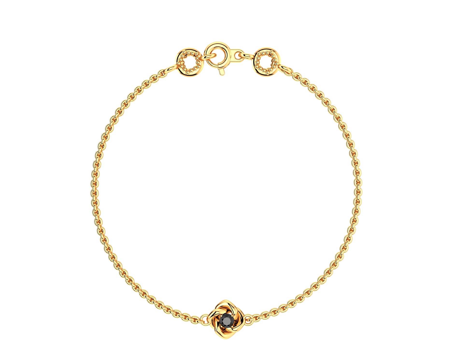 Gemmes De La Divinite bracelet, rose gold, set with a black spinel. Thickness: 1.8 mm. Diameter of the pattern: 8.5 mm.