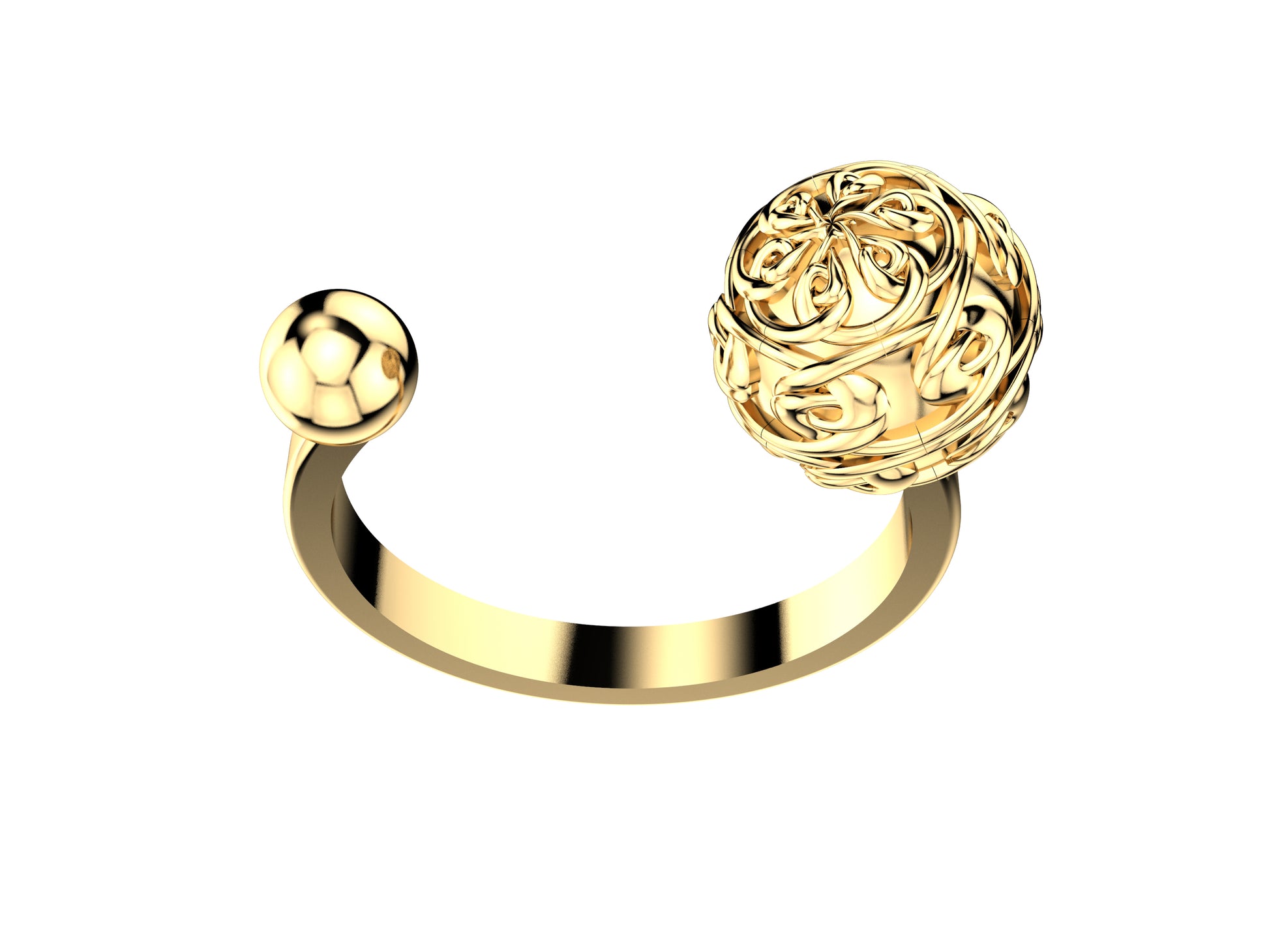 Flores de MatiJaro ring, 18K rose gold. Width bubbles of the pattern: 9.0 mm. and 4.3 mm.