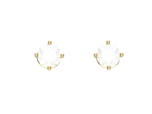 Forever earrings, 18K yellow gold, each set with a brilliant-cut diamond totaling 0.8 carat. Diameter of the pattern: 6.00 mm.