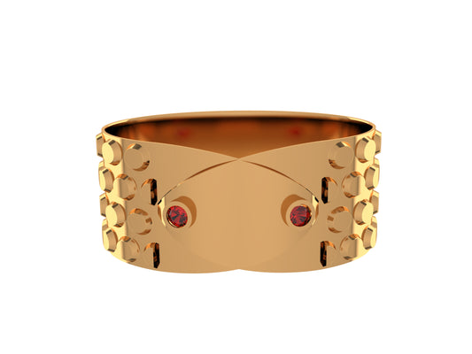 Hit New Style bracelet, 18K red gold, set with 2 brilliant-cut rubies. Width: 8.33 mm. 30 mm.