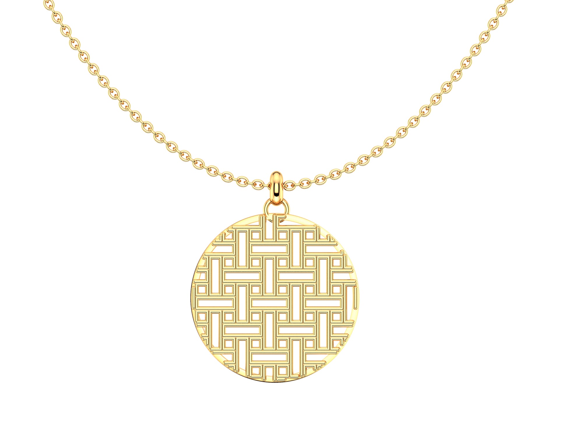 Hit New Style WM necklace, 18K yellow gold. Inner diameter: 16mm. Chain length: 760 mm.