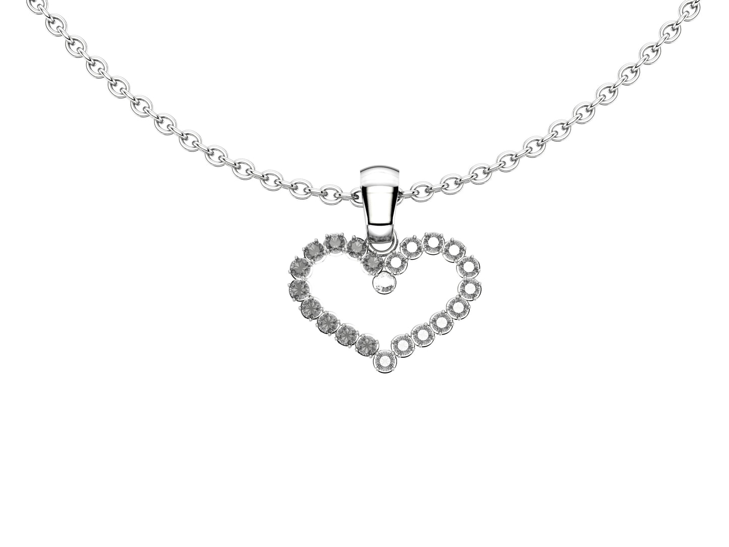 MatiJaro Heart Necklace, 18K white gold, set with 23 brilliant-cut diamonds totaling 0.54 carats.