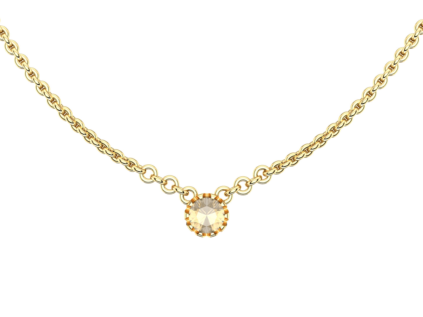 Forever necklace, 18K yellow gold, set with a brilliant-cut diamond totaling 0.4 carats. Diameter of the pattern: 6,3 mm. Chain length: 380 to 410 mm