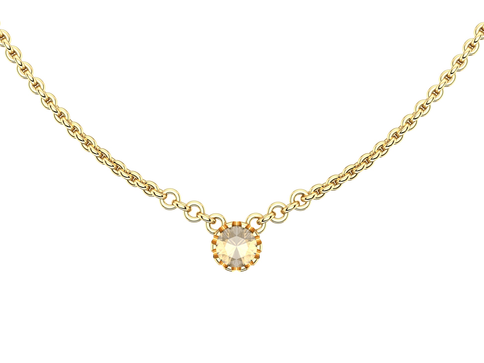 Forever necklace, 18K yellow gold, set with a brilliant-cut diamond totaling 0.4 carats. Diameter of the pattern: 6,3 mm. Chain length: 380 to 410 mm
