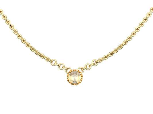 Forever necklace, 18K yellow gold, set with a brilliant-cut diamond totaling 0.4 carats. Diameter of the pattern: 6,3 mm. Chain length: 380 to 410 mm.