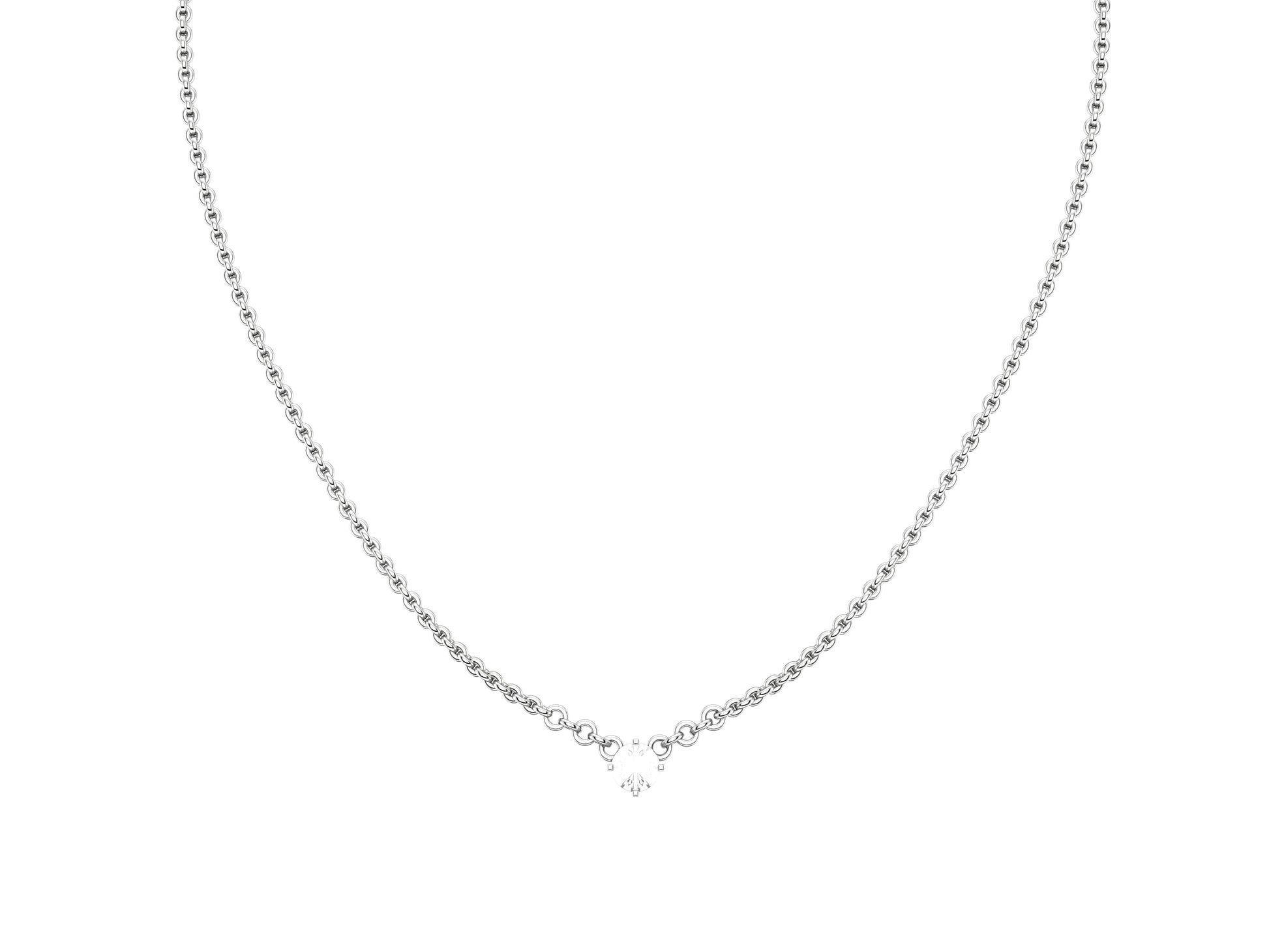 Forever necklace, 18K white gold, set with a brilliant-cut diamond totaling 0.4 carats. Diameter of the pattern: 7 mm. Chain length: 380 to 410 mm.