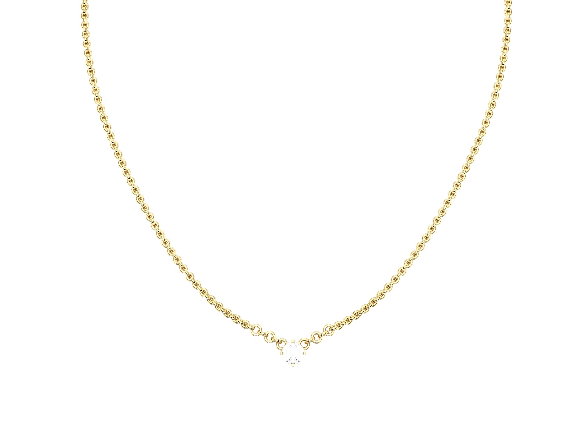 Forever necklace, 18K yellow gold, set with a brilliant-cut diamond totaling 0.4 carats. Diameter of the pattern: 7 mm. Chain length: 380 to 410 mm.