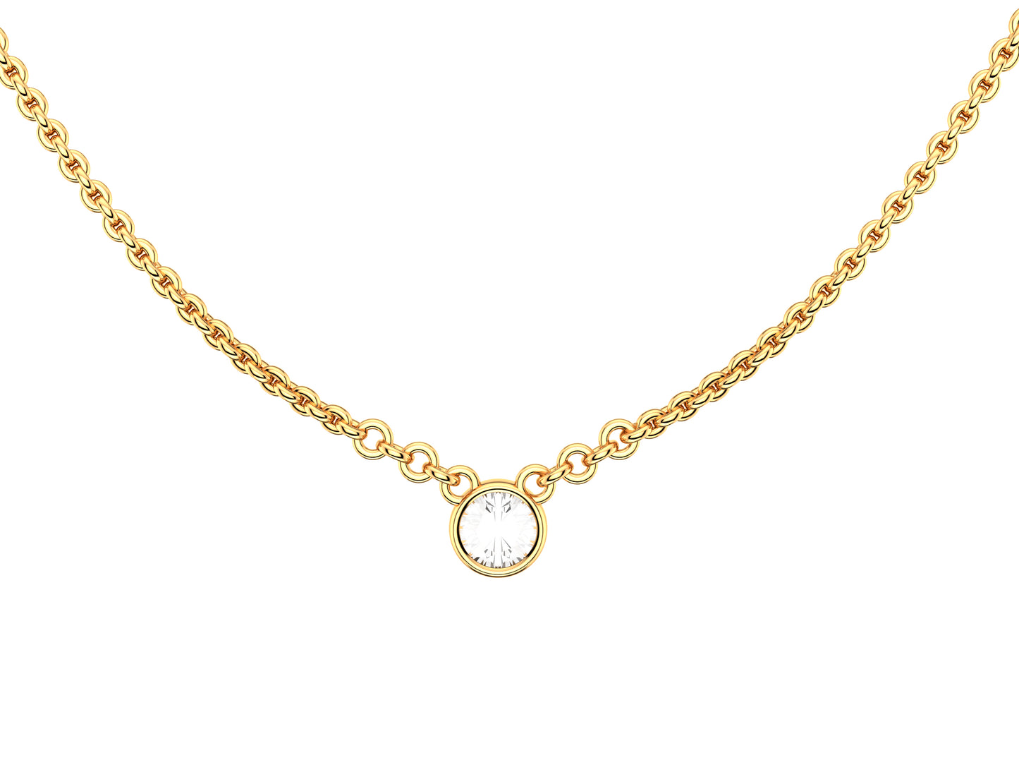 Forever necklace, 18K rose gold, set with a brilliant-cut diamond totaling 0.4 carats. Diameter of the pattern: 6,3 mm. Chain length: 380 to 410 mm.