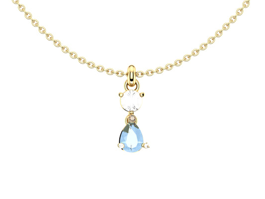 Gemmes De La Divinite necklace, 18K yellow gold, set with 1 briliant-cut diamond of 0.45 carat, 1 pear-cut chalcedony.