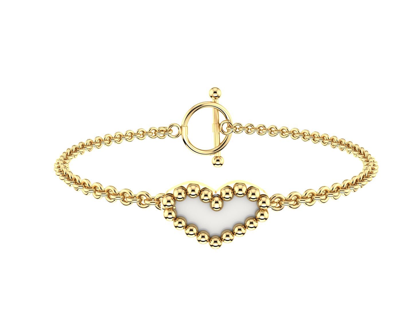 MatiJaro Heart bracelet, 18K rose gold, pearl. Diameter of motive: 9,5 mm.