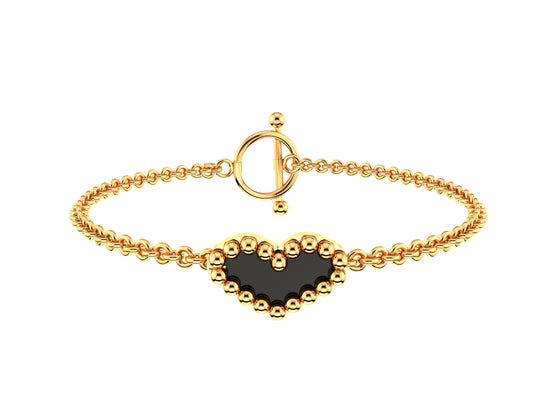 MatiJaro Heart bracelet, 18K rose gold, onyx. Diameter of motive: 9,5 mm.