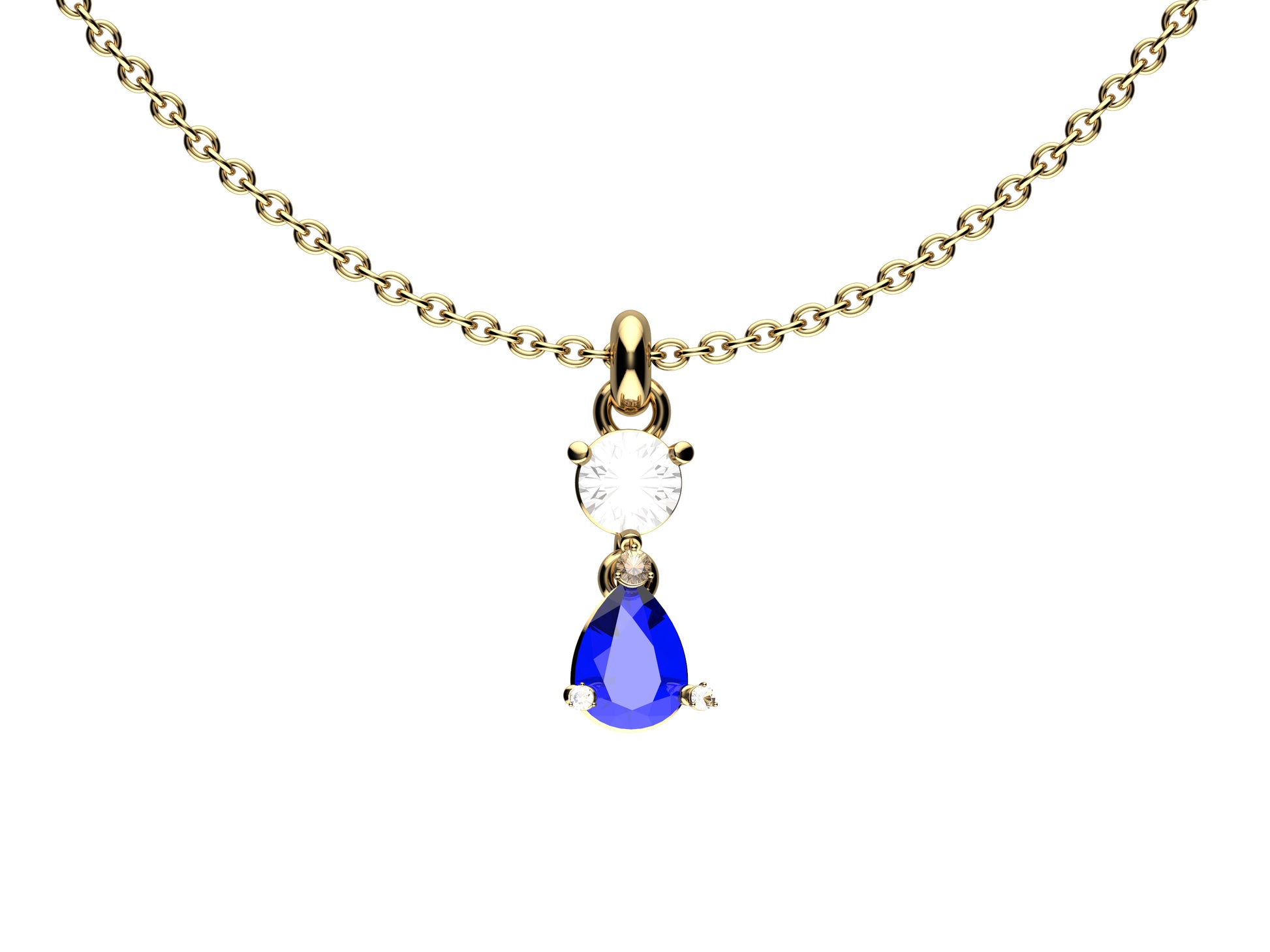 Gemmes De La Divinite necklace, 18K yellow gold, set with 1 briliant-cut diamond of 0.45 carat, 1 pear-cut tanzanite.