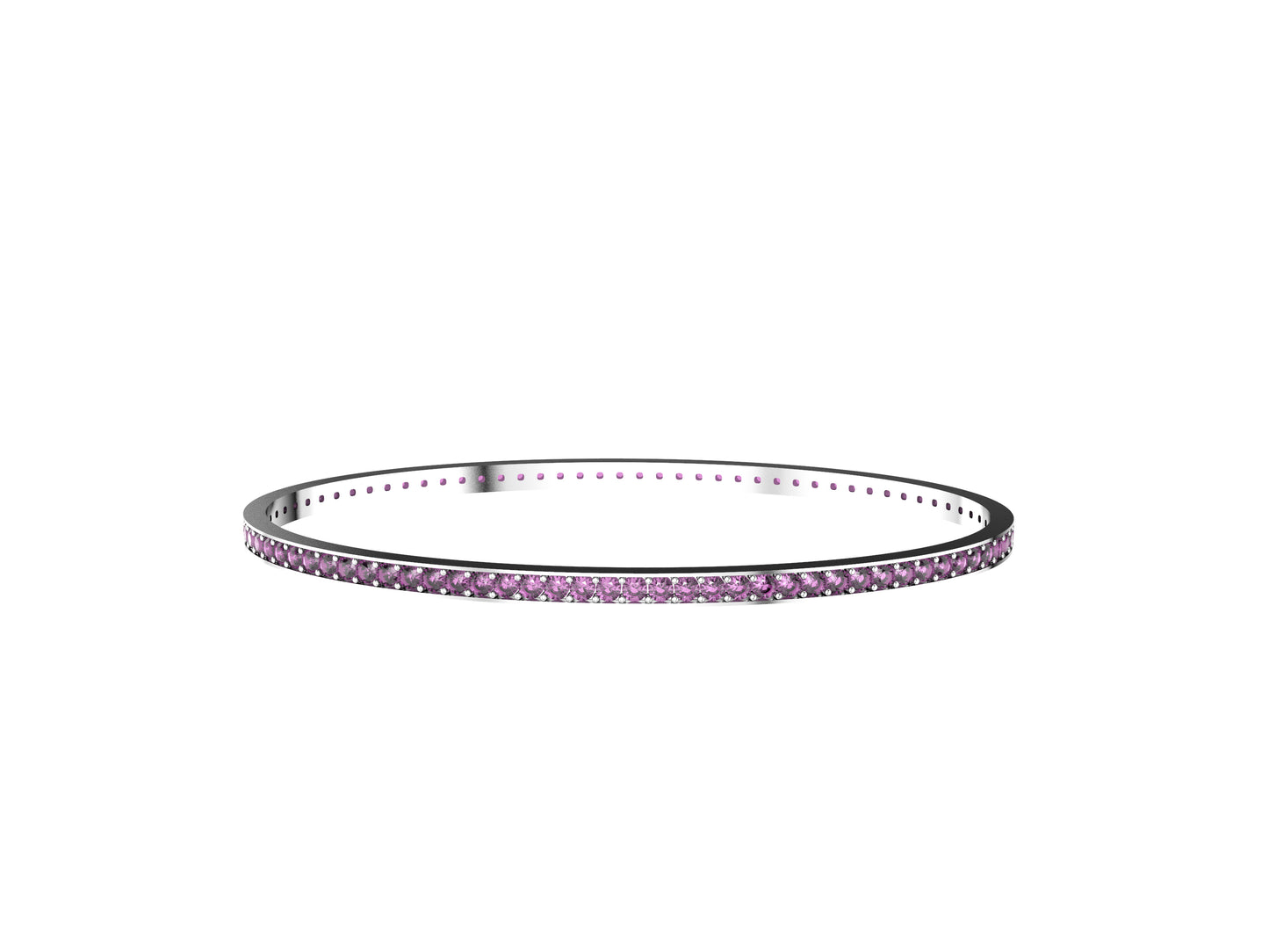 Rainbow bracelet, 18K white gold, set with 88 rose rubies.