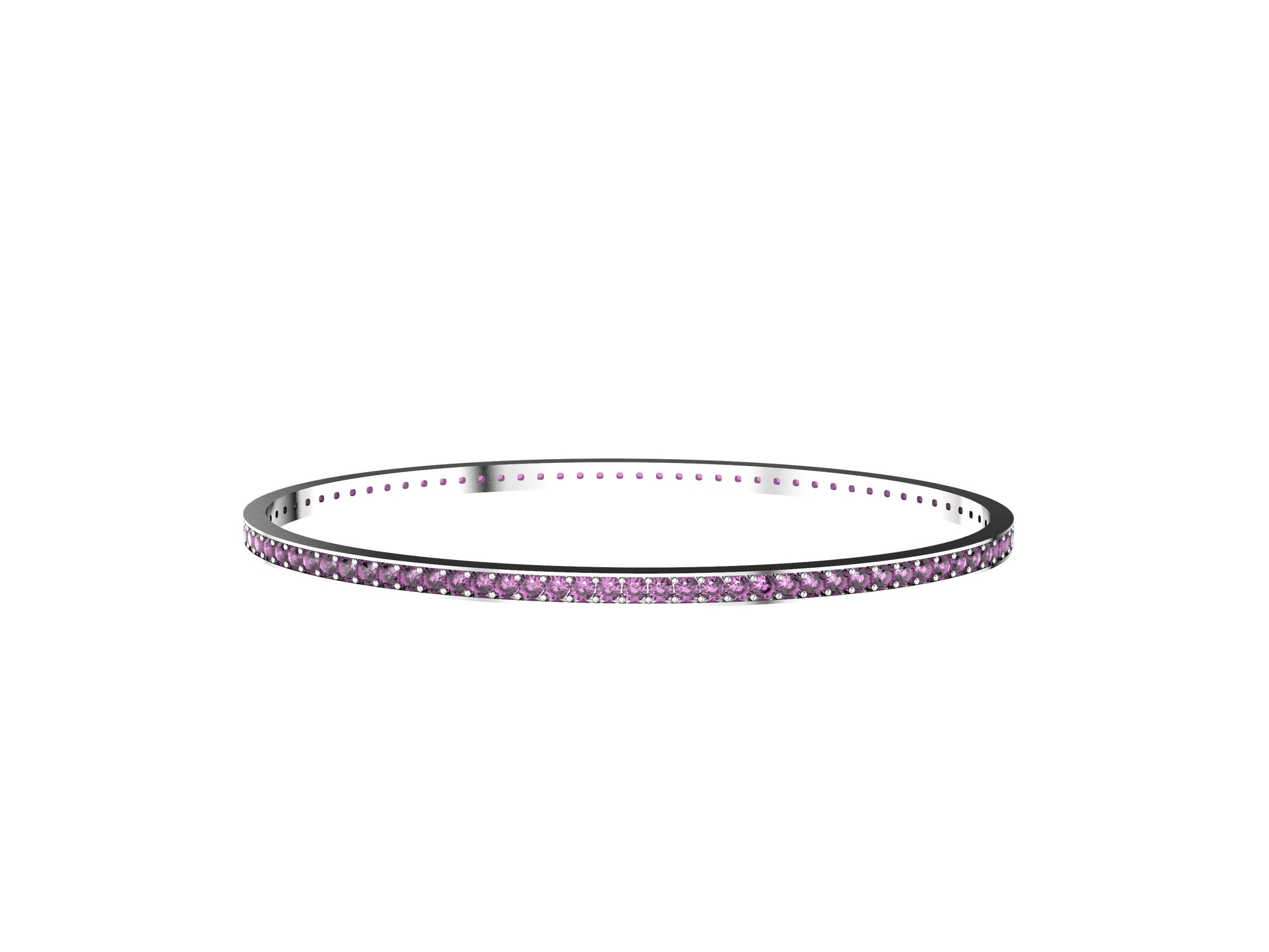 Rainbow bracelet, 18K white gold, set with 88 rose rubies.