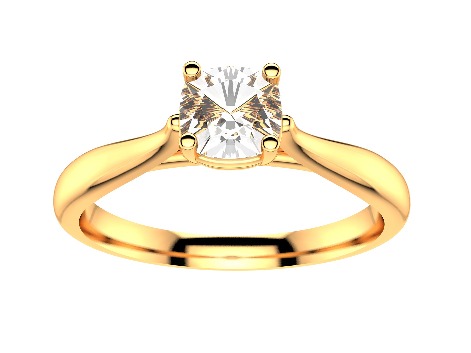 Forever engagement ring, 18K rose gold, set with a cusion-cut diamond available in 0.3 to 0.39 carats. 