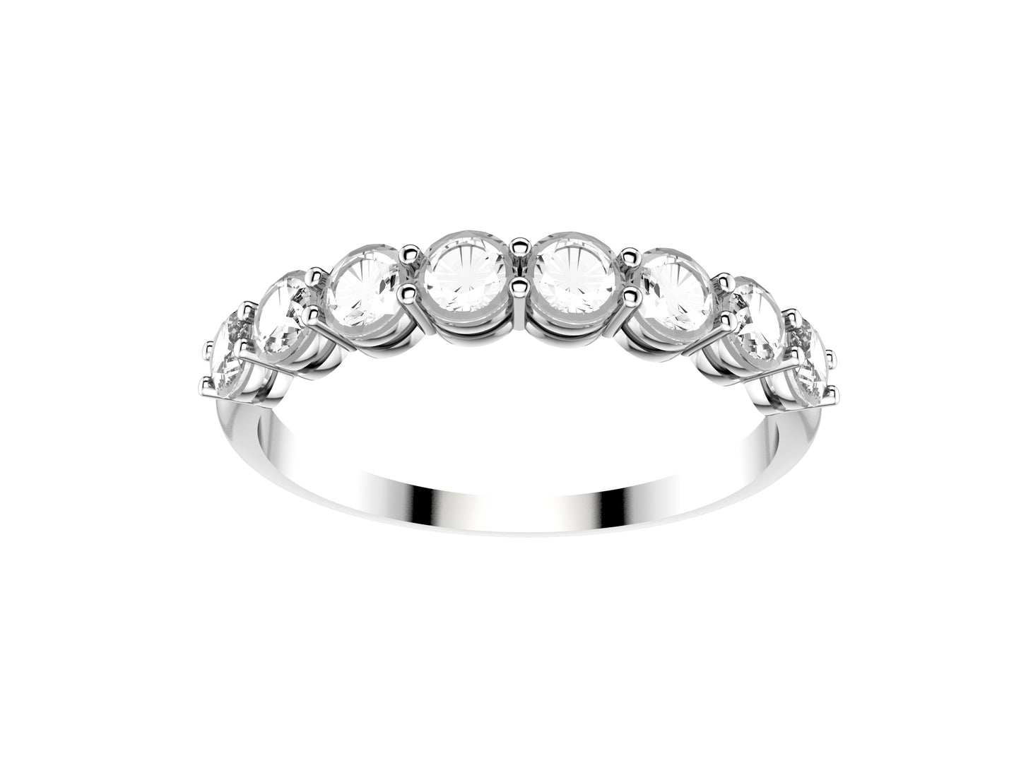 Gemmes De La Divinite wedding band, platinum 950%, set with 8 brilliant-cut diamonds totaling 0.8 carat. Width 2.5 mm. 