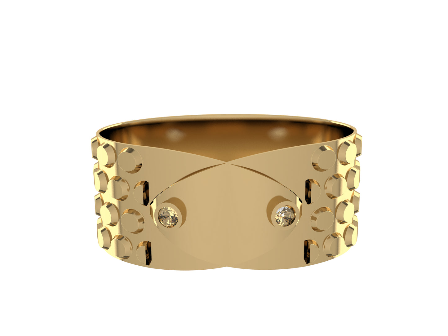 Hit New Style bracelet, 18K yellow gold, set with 2 brilliant-cut diamonds totaling 1 carat. Width: 8.33 mm. 30 mm.