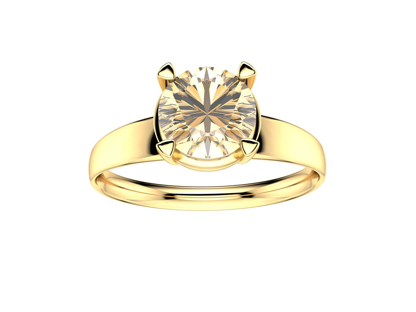 Forever engagement ring, 18 K yellow gold, set with a brilliant-cut diamond available in 0.9 to 0.91 carats. 