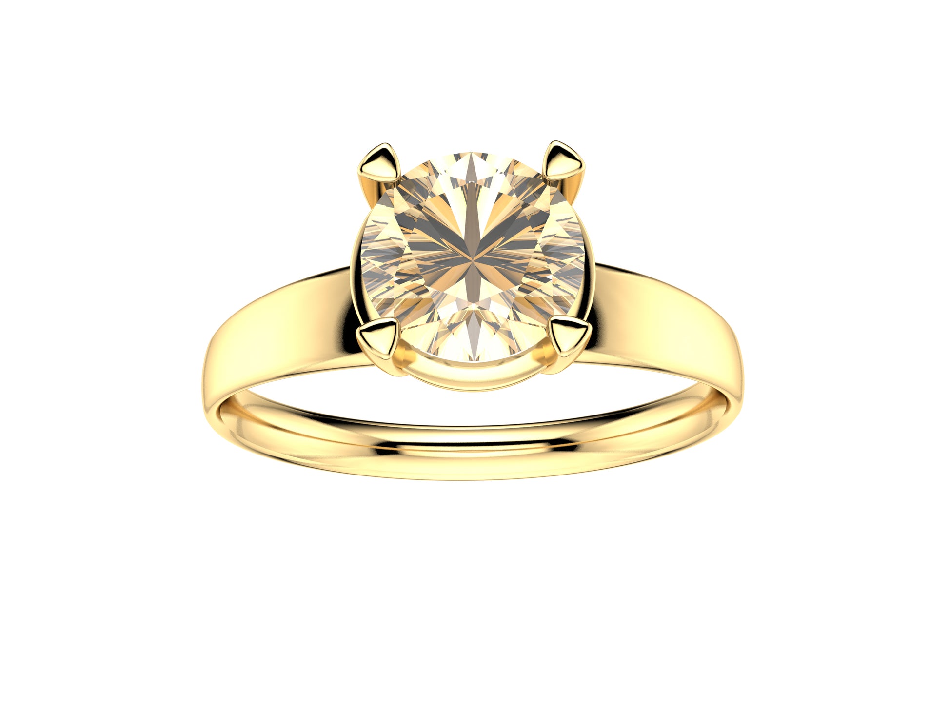 Forever engagement ring, 18 K yellow gold, set with a brilliant-cut diamond available in 0.9 to 0.91 carats. 