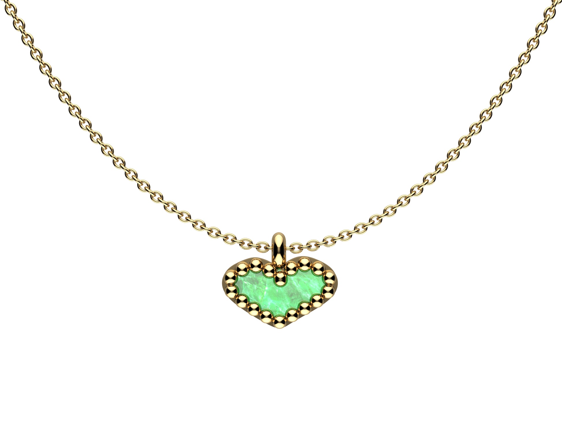 MatiJaro Heart necklace, 18K rose gold, set with malachite.