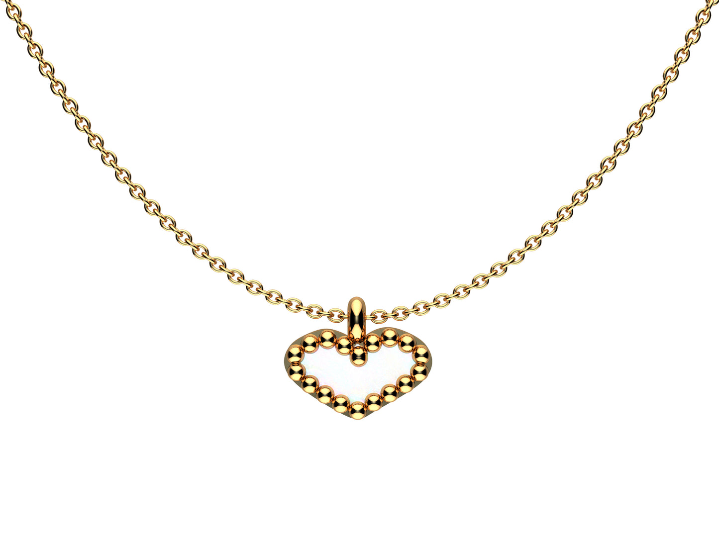 Heart necklace, 18K yellow gold, set with pearl.