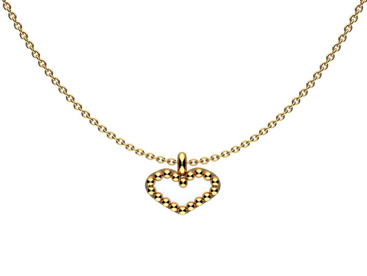 Heart necklace, 18K yellow gold, set with pearl.