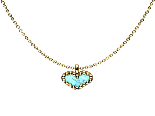 MatiJaro Heart necklace, 18K rose gold, set with turquoise.