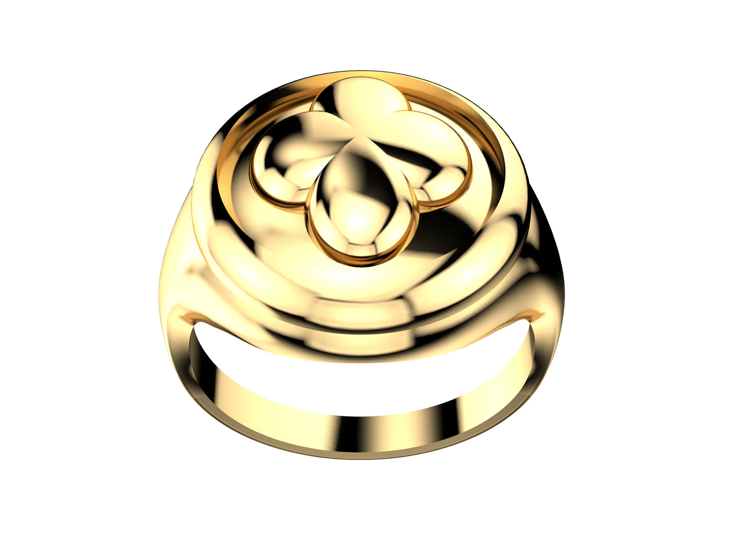 Flores de MatiJaro ring, 18K yellow gold. Width of the pattern: 14.0 mm.