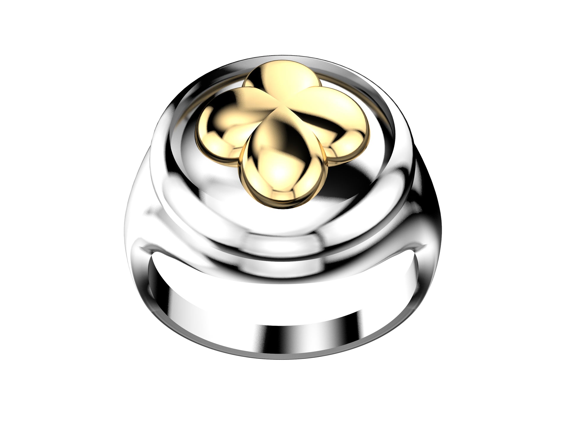 Flores de Matijaro WM ring, 18K white gold, yellow gold. Width of the pattern: 14.0 mm.