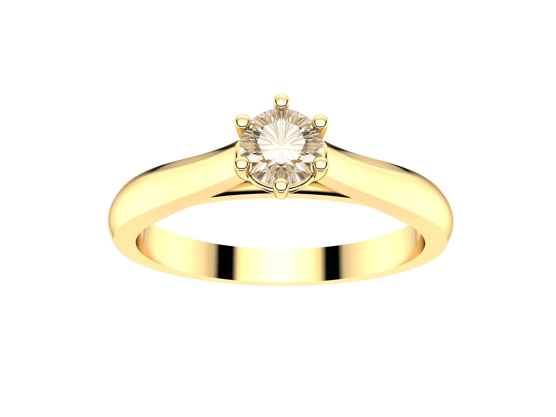 Forever engagement ring, 18K yellow gold, set with a brilliant-cut diamond available in 0.2 to 0.29 carats. 